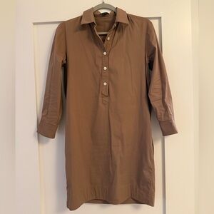 Theory Taupe Collared Shirt Dress